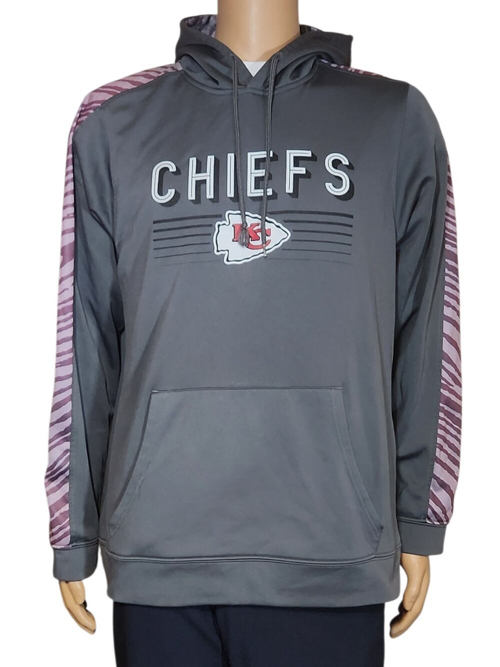 NFL Team Apparel Zubaz Kansas City Chiefs Pullover Sweatshirt Gray Size Large